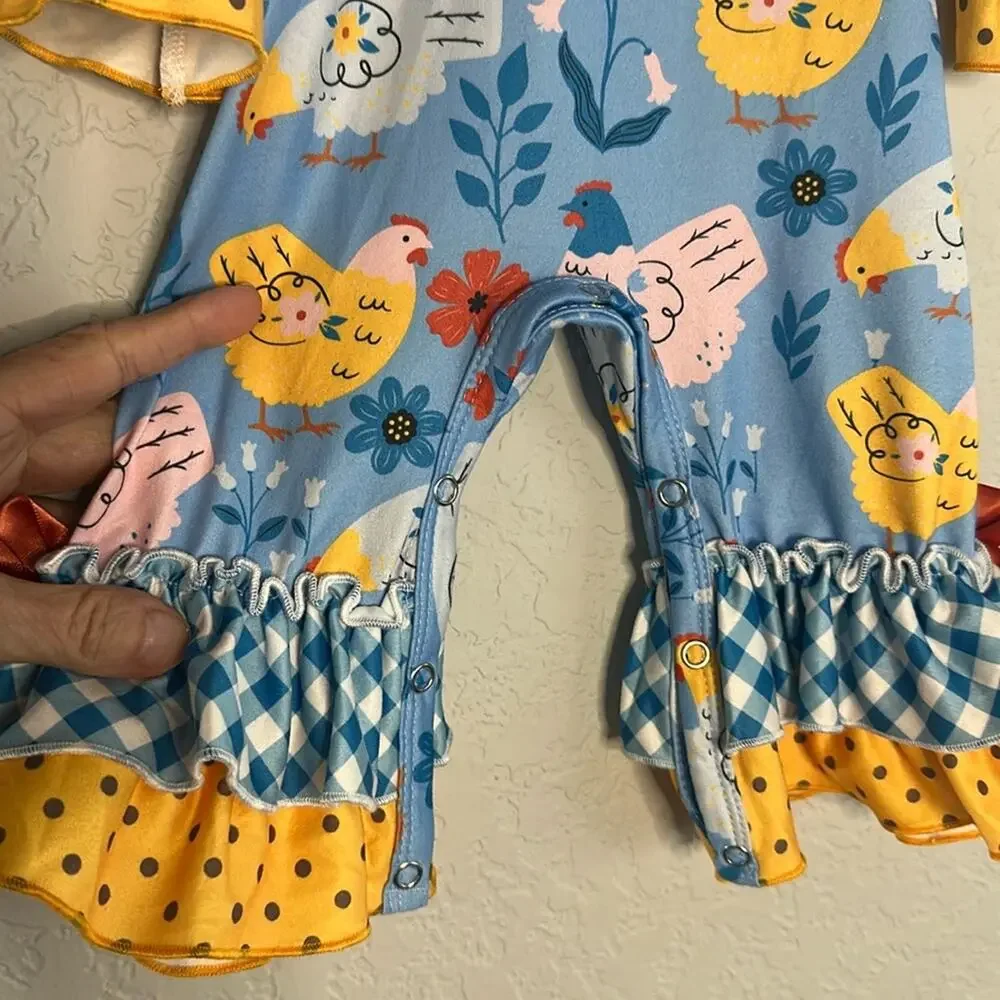 NEW Okie and Lou Chickens Hens Onesie Farm Easter Country Baby 3-6 months